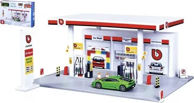 Produktbild von Bburago Build Your City - Tankstelle PLAYSET + 1 CAR, Bausatz 1:43