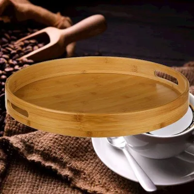 Immagine prodotto di Vassoio rotondo in legno Ø40 cm, legno di bambù