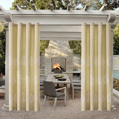 Produktbild von Topchances 4 Stück Outdoor Vorhang mit Ösen, Wasserdicht Outdoor Vorhänge Aussenvorhang Garten Verdunkelung Indoor Outdoor Gardinen für Veranda,Pergola, Cabana, Gazebo, Beige, 213 * 132cm