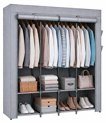 Produktbild von Tragbarer Stoffkleiderschrank von Harbour Housewares – 170 x 45 x 167 cm – Grau