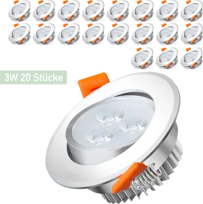 Immagine prodotto di Hengda 20X 3W LED faretto da incasso faretto da soffitto orientabile 230V 245lm bianco caldo faretto da incasso faretto da soffitto faretto da incasso faretto luce 30 °