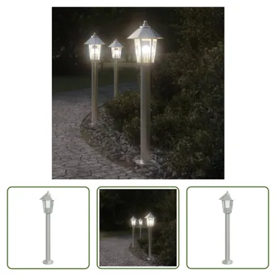 Image de The Living Store Lampe d'allée Argentée 80 cm Acier inoxydable