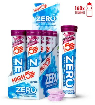 Produktbild von HIGH5 ZERO Schwarze Johannisbeere Elektrolyt Brausetabletten, zuckerfrei, 8 x 20 Tabletten (160 Stück)