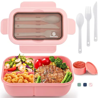 Produktbild von Lunchbox mit Fächern 1250 ml - Auslaufsichere Brotdose mit Besteck