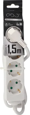 Obrázok produktu pre Zásuvkový pásik Predlžovací kábel LOGAN S White 4-cestný Schuko 1,5 m EDO777568