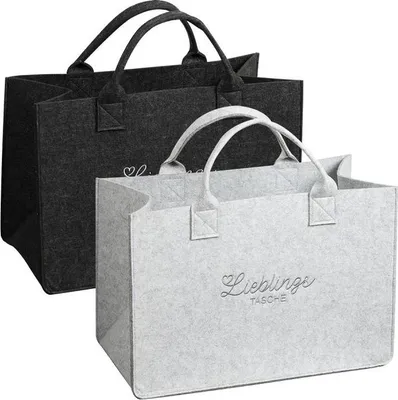 Produktbild von KESPER 2er Set, Taschen in Filzoptik, Filztaschen, Lieblingstasche, Einkaufstasche groß, 50x25x34cm, 9422813,
