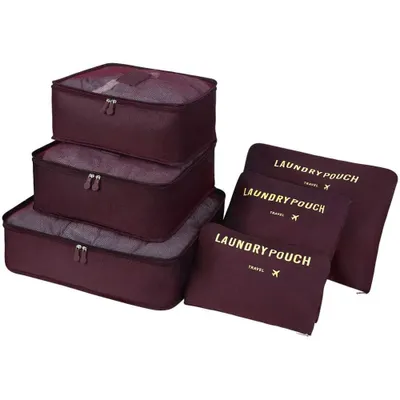 Produktbild von Koffer-Organizer, Gepäck-Organizer, wasserdichte Reise-Kleidertaschen(Weinrot)