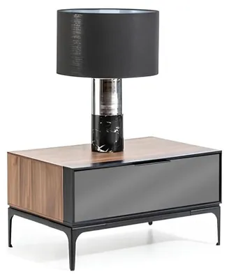Produktbild von Schlafzimmer Schwarz Braun Bett mit Nachttischen Luxus Hotel Zimmer Betten