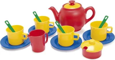 Immagine prodotto di Servizio da tè giocattolo Dantoy, 17 pezzi, in plastica colorata e resistente