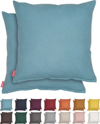 Produktbild von Blumtal 2er Set Kissenbezug 45x45 cm Chenille - Kuscheliges Sofakissen mit verstecktem Reißverschluss,  , weiches Dekokissen, Storm Blue - Blau