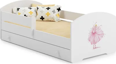 Zdjęcie produktu dla Łożko dziecięce LUK z szufladą i barierką 160x80 Księżniczka w koronie
