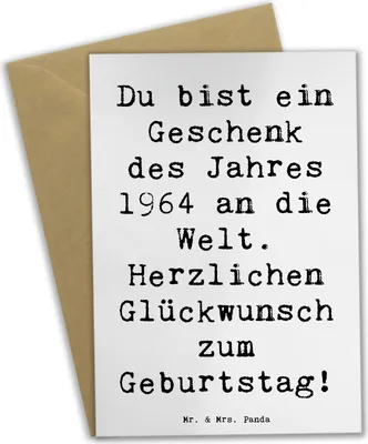 Produktbild von Mr. & Mrs. Panda Beileidskarte Spruch 1964 Geburtstag Geschenk - Weiß - Geburtsjahr, einladungskarten, Geburtstagsgeschenk, neujahrskarte, osterkarten, babykarte, Alter