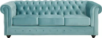Produktbild von CHESTERFIELD 3-Sitzer-Sofa - Pastellblauer Velours