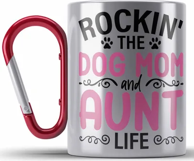 Produktbild von Trendation - Tante Hundemama Geschenk Beste Tante Edelstahl Tasse Karabiner Hunde Mutter Geschenkidee Lustig (Rot)