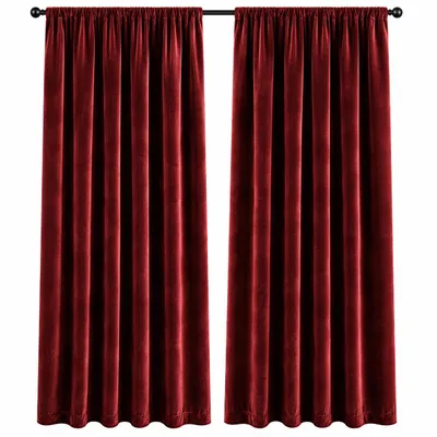 Produktbild von 2 Stück Vorhang Samt Blickdicht mit Kräuselband 140x245 Vorhänge Gardine Gardinen mit Universalbandaufhängung Bordeaux 2er Pack, KI-generiertes Bild