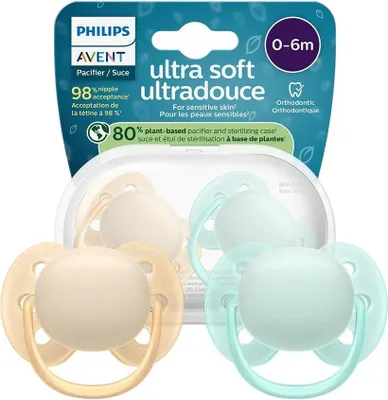 Produktbild von Philips AVENT Schnuller SCF091/40 ultra soft, Ultraweicher Schnuller, Kieferorthopädisch, Silikon, Junge/Mädchen, Spülmaschinenbeständig