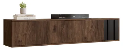 Produktbild von MIRJAN24 TV-Lowboard Philippe 150, Stilvoll Wohnzimmer, Lowboard mit eins Drehtüren (Farbe: Nuss warmia / Nuss warmia + Schwarz)