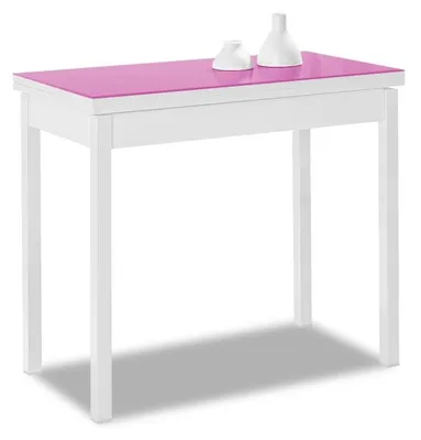 Buch-Klapptisch, fuchsia, 80x40 cm bis 80x80 cm, Glastischplatte