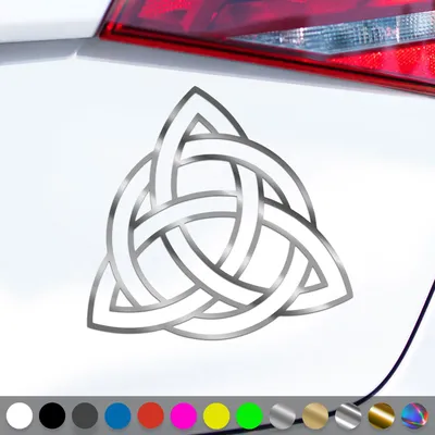 Produktbild von PantherPixel Keltischer Knoten Aufkleber Triqueta Kelten Sticker Auto Geschenkidee Farbe Chrom-Silber