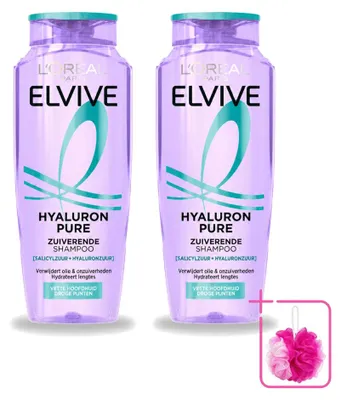 Image de 2 x Shampooing L'Oréal Paris Elvive Hyaluron Pure - 250 ml - Pack économique - 2 pièces