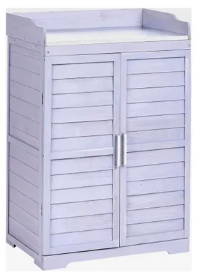 Produktbild von Pflanztisch für den Außenbereich mit Stauraum aus grauem Tannenholz 67 x 45 x 100 cm