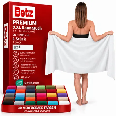 Produktbild von Betz Saunatuch 70 x 200 cm PREMIUM 100% Baumwolle Badetuch Liegetuch Strandtuch   Farbe: weiss