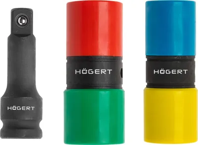Produktbild von Högert Technik, Set Kraft-Steckschlüssel, doppelseitig, Verlängerung 1/2, HT4R006
