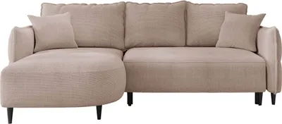 Produktbild von MIRJAN24 Ecksofa Sycylia, Couch mit Bettkasten und Schlaffunktion, Holzfüße, Wohnzimmer Polstersofa, Rückenlehne in Form beweglicher Kissen (Farbe: Onega 15, Seite: Links)