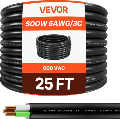Zdjęcie produktu dla Vevor 7 62 M 6Awg 16 Mm2 Kabel Elektryczny Przewód Zasilający Premium 600V