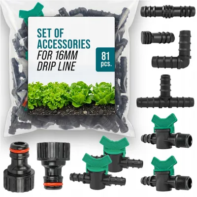 Produktbild von Zubehörset Für Die Tropfleitung Zur Gartenbewässerung, 16 Mm, 81 Teile