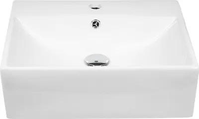 Produktbild von Keramik Wandhängewaschbecken rechteckig 505x405x160 mm weiß Komplettset