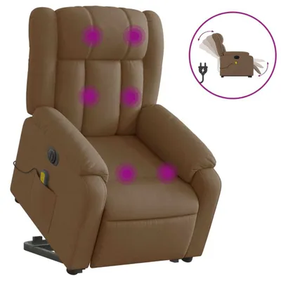 Produktbild von vidaXL Elektrischer Massagesessel mit Aufstehhilfe Braun Stoff