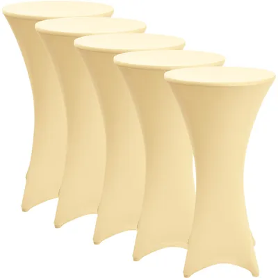 Produktbild von Beautissu Stretch Stehtisch Bistrotisch Husse, Ø80cm, Creme, 5er Set