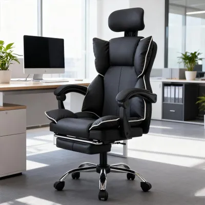 Zdjęcie produktu dla Krzesło gamingowe - Krzesło biurowe - Krzesło komputerowe - Fotel obrotowy - Krzesło biurowe z podnóżkiem - Ergonomiczna konstrukcja