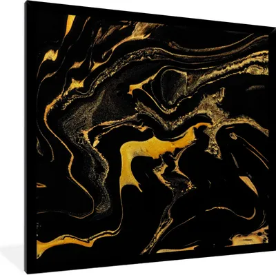 Produktbild von MuchoWow® Gerahmtes Poster Muster - Gold - Schwarz 40x40 cm - Poster mit Schwarzem Bilderrahmen Wandposter Rahmen Foto Bilder - Mit Rahmen - Wanddekoration Schlafzimmer