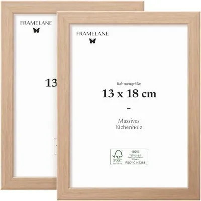 Fotolisten aus Eichenholz, 2er-Set, 13x18 cm, Natur