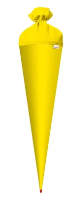 Produktbild von Bastel-Schultüte groß gelb - 70 cm rund - extra stabil durch Rot(h)-Spitze mit gelbem Filz-Verschluss