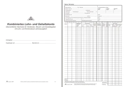 Produktbild von RNK Lohn Gehaltskontobuch A4 20Bl