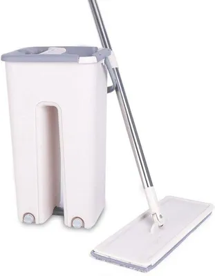 Obrázek produktu pro Sada podlahových hadrů Famanu – mop s kbelíkem – pro čištění podlah – hadřík o délce 120 cm – béžová barva