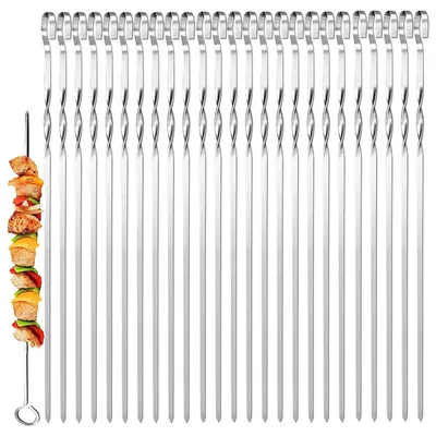 Produktbild von Set mit 25 Edelstahl-Grillspießen, 39 cm lang, wiederverwendbar