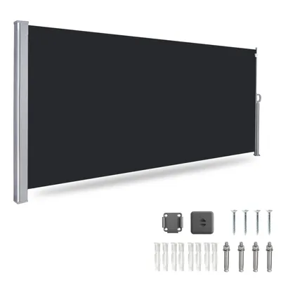 Produktbild von Seitenmarkise Ausziehbar Balkon Anthrazit Sonnenschutz Vollkassette Sichtschutz Schwarz 140x300cm