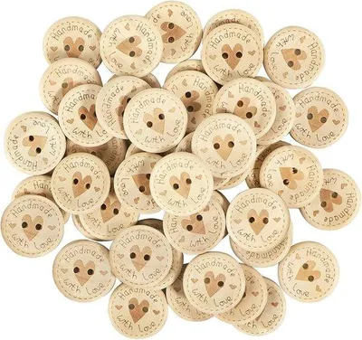 Image de Boutons en bois décoratifs de 20 mm, lot de 50