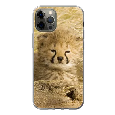 Produktbild von MuchoWow® Handyhülle Schutzhülle Hülle für iPhone 12 Pro Gepard - Jung - Gras Silikon Softcase Handy Hülle - Abdeckung