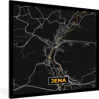 Produktbild von MuchoWow® Gerahmtes Poster Stadtplan - Karte - Jena - Deutschland - Karte 40x40 cm - Poster mit Schwarzem Bilderrahmen Wandposter Rahmen Foto Bilder - Mit Rahmen - Wanddekoration Schlafzimmer