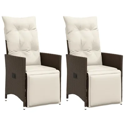 Produktbild von Gartensessel mit Kissen 2 Stk. Verstellbar Braun Poly Rattan