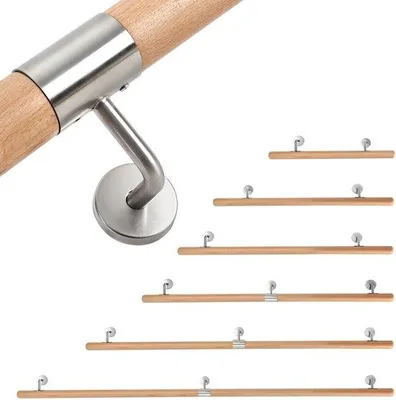 Productafbeelding van Houten trapklimmer, 150 cm - Wandklimmer met montageset - geschikt voor trappen, kelders en entrees - voor binnen- en buitengebruik