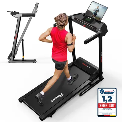 Produktbild von Klappbares mittelgroßes Laufband (Treadmill) für Zuhause-FunLife F60 mit 3-Stufen Steigung, Luftdämpfung, leisem Motor& App/Bluetooth, platzsparend