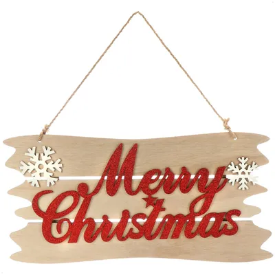 Weihnachts-Holzhänger mit Aufschrift Merry Christmas, 44x22 cm