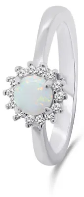 Produktbild von Beautiful silver ring with opal and zircons RI056W - Circuit: 54 mm