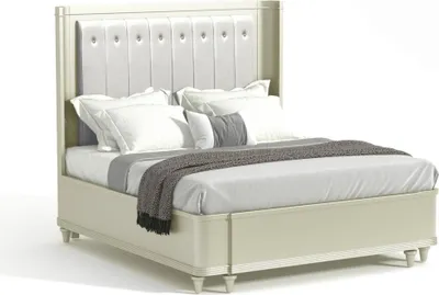 Produktbild von Polster Design Luxus Bett 180 x 200cm Stoff Betten Leder Modernes Schlafzimmer